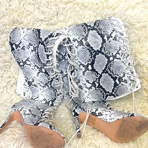 Sexy Grey Snakeskin Printed Over-the-knee Boots Stiletto